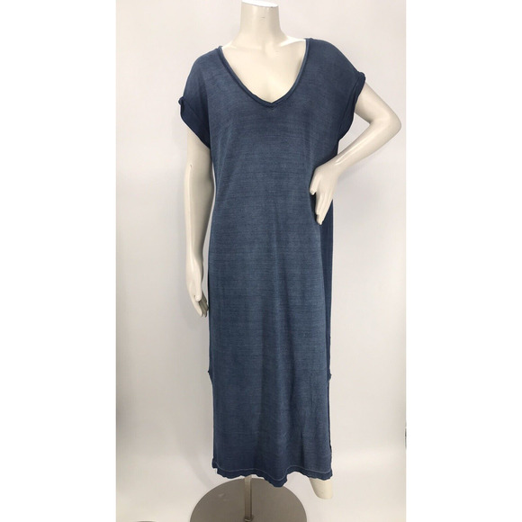 Cloth & Stone Blue Short Sleeve Maxi T-Shirt Dress Size PM - Picture 1 of 12